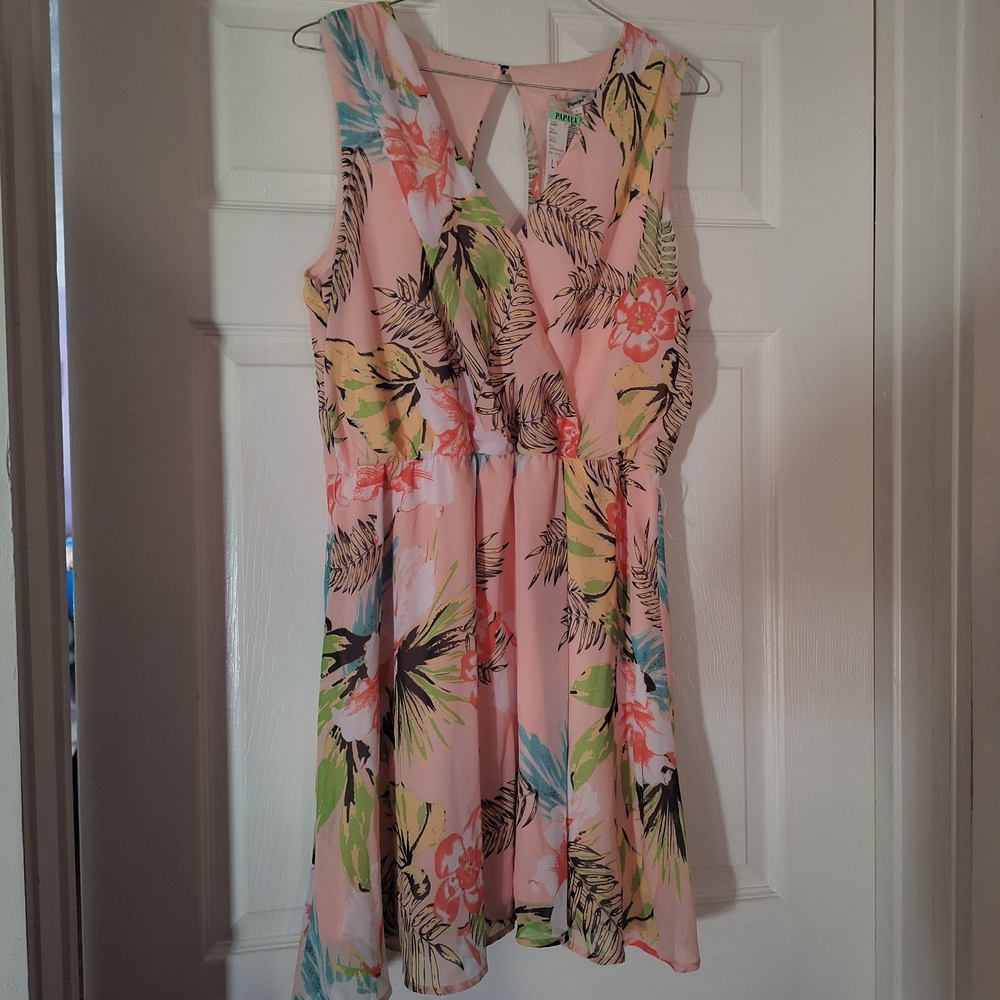 Papaya Pink Floral Sleeveless Blouse